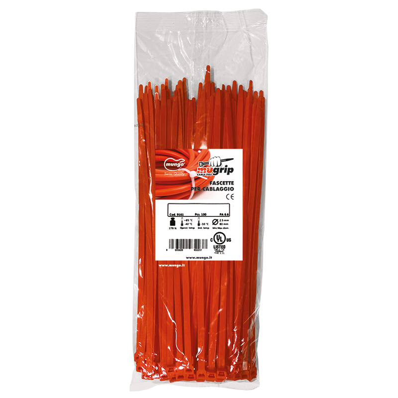 MUGRIP - Fascetta di cablaggio - Arancione - Fascetta di cablaggio in Poliammide - Colore Arancione
