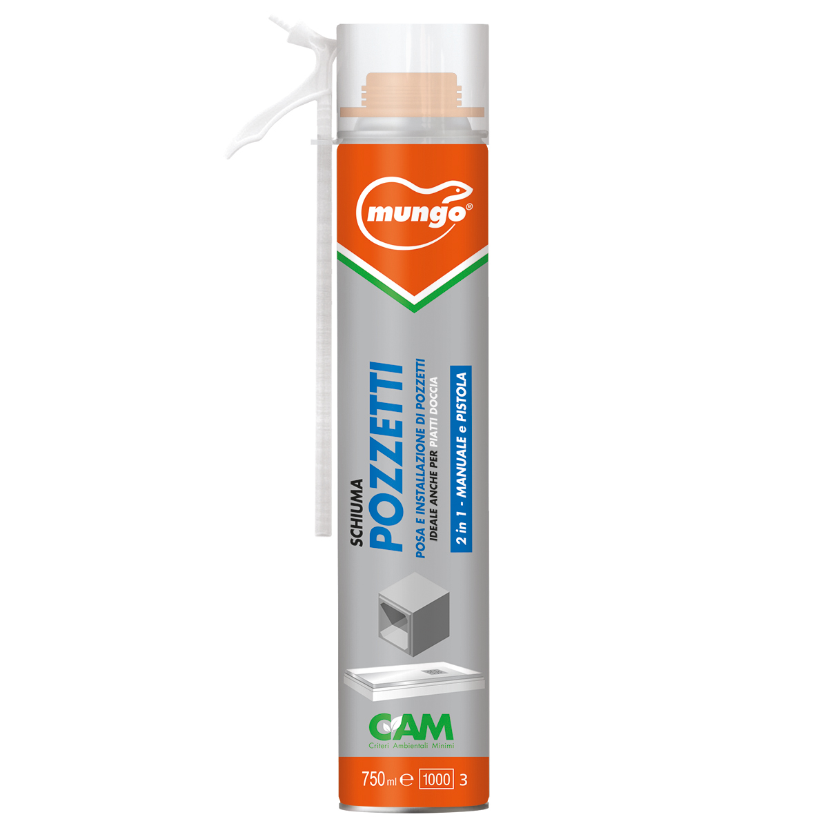 SCHIUMA POZZETTI - 2in1 - Schiuma poliuretanica professionale per sigillatura e di attraversamenti in edilizia